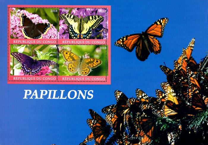 Congo 2018 Butterfly Moth 4v Mint Souvenir Sheet S/S.