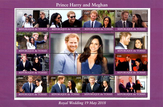 Chad 2018 Harry-Meghan Royal Family 12v Mint Full Sheet.