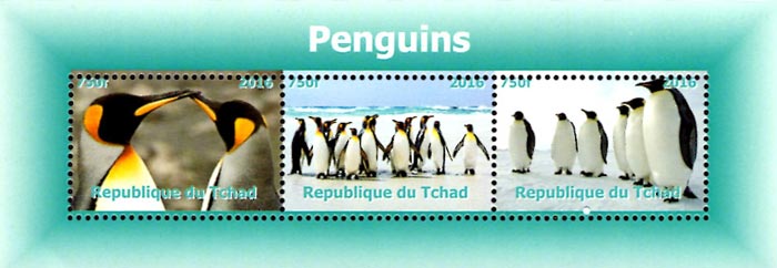 Chad 2016 Penguin Birds 3v Mint Souvenir Sheet S/S.