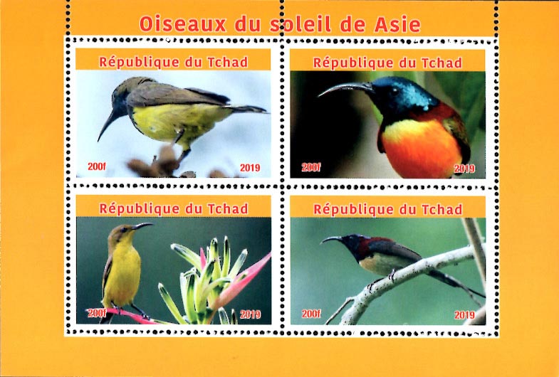 Chad 2019 Birds 4v Mint Souvenir Sheet S/S.