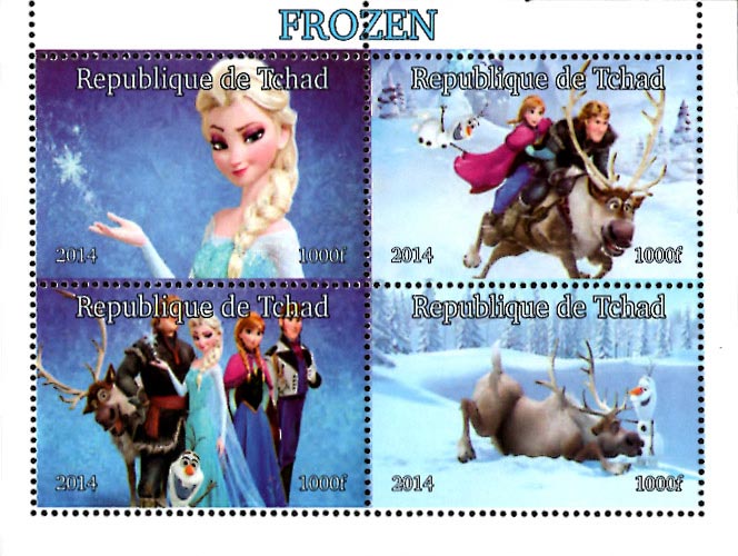 Chad 2019 Walt Disney Frozen Cartoons 4v Mint Souvenir Sheet S/S.
