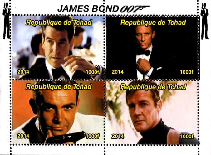 Chad 2014 James Bond 007 4v Mint Souvenir Sheet S/S.