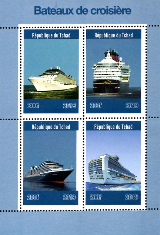 Chad 2019 Luxury Cruise Ships 4v Mint Souvenir Sheet S/S.