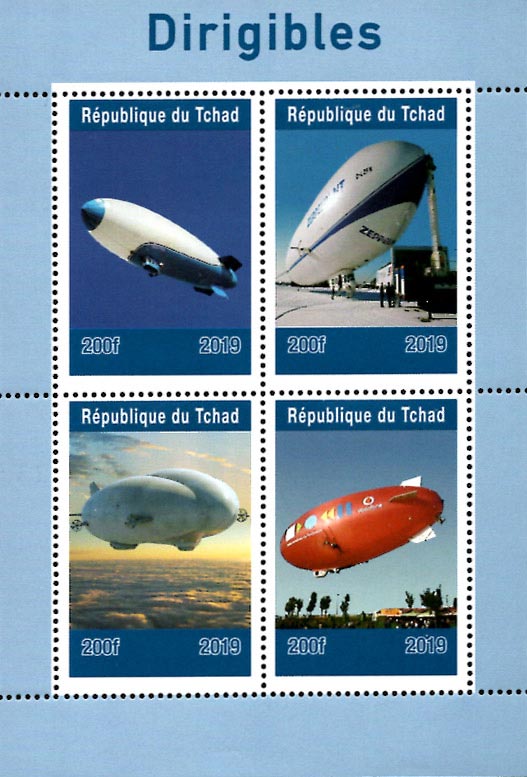 Chad 2019 Zeppelins Air Balloons 4v Mint Souvenir Sheet S/S.