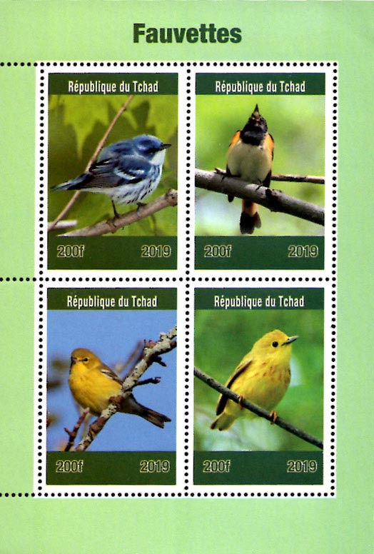 Chad 2019 Favourite Birds 4v Mint Souvenir Sheet S/S.