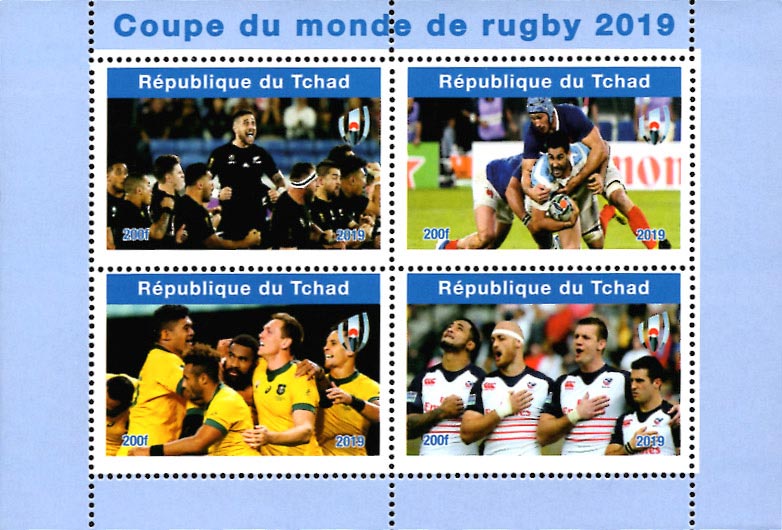 Chad 2019 Rugby Sports 4v Mint Souvenir Sheet S/S.