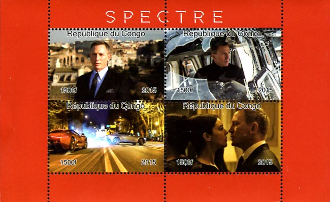 Congo 2015 James Bond 007 Daniel Craig 'SPECTRE' Hollywood Action Movie 4v Mint S/S.