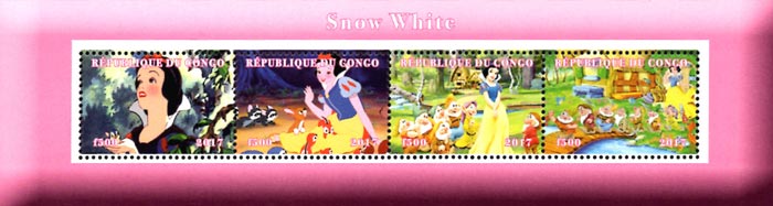 Congo 2017 Snow White Cartoon Characters 4v Mint Souvenir Sheet S/S.