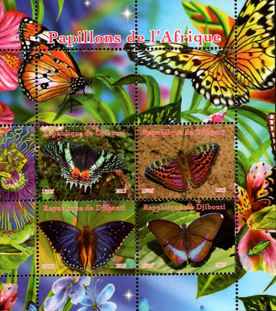 Djibouti 2015 Beautiful Butterfly 4v Mint Souvenir Sheet S/S.
