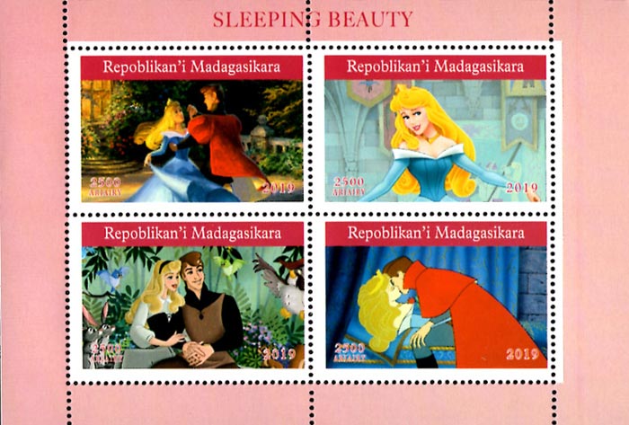 Madagascar 2019 Sleeping Beauty Cartoons 4v Mint Souvenir Sheet S/S.
