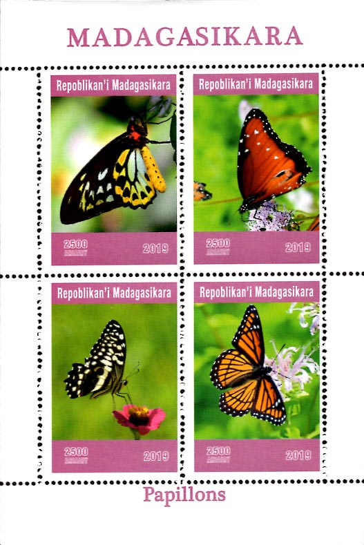 Madagascar 2019 Butterfly Moth 4v Mint Souvenir Sheet S/S.