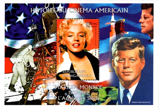 Madagascar 1999 Marilyn Monroe History of American Cinema, Kennedy 1v Mint Souvenir Sheet S/S.