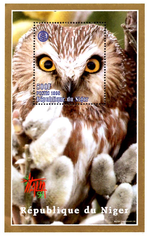 Niger 1998 Owls Birds of Prey 1v Mint Souvenir Sheet S/S.