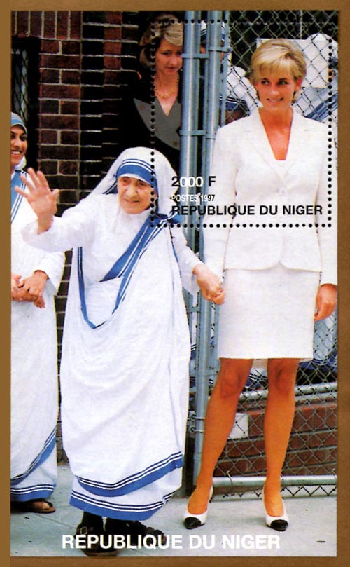 Niger 1997 Princess Diana & Mother Teresa 1v mint Souvenir Sheet S/S.