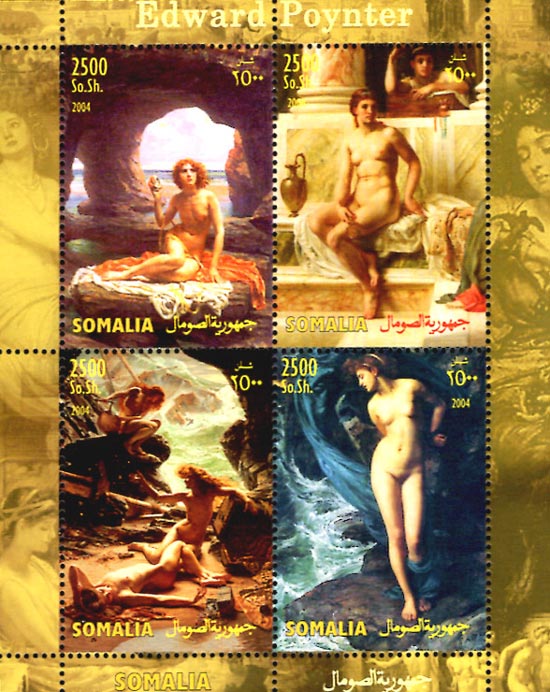 Somalia 2004 Edward Poynter Nudes Paintings 4v Mint Souvenir Sheet S/S.