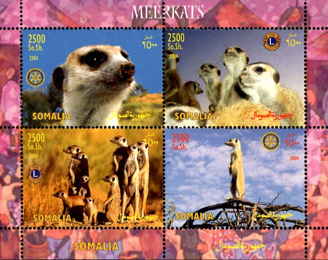 Somalia 2004 Meerkats Wild Animals 4v Mint Souvenir Sheet S/S.