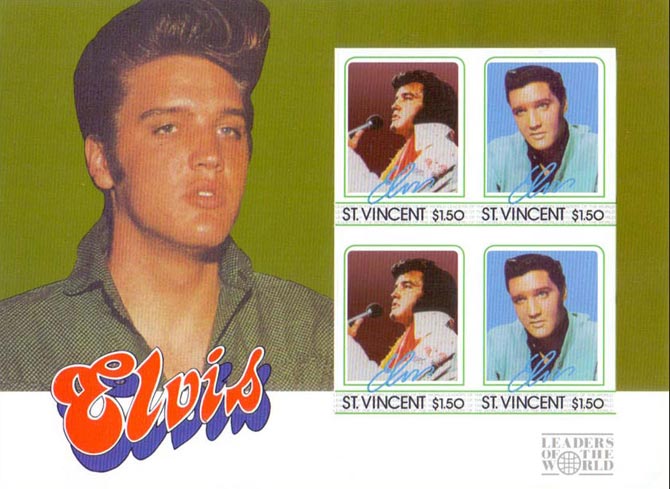 St. Vincent IMPERF. 1985 Elvis Presley $1.50 Music Singer Actor 4v Mint S/S.