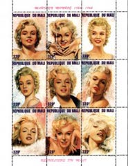 Mali 1996 Marilyn Monroe Actress Model Singer 9v Mint Full Sheet.