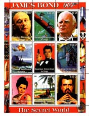 Congo 2001 James Bond Hollywood Movie Cinema 9v Mint Full Sheet.