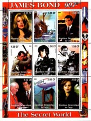 Congo 2001 James Bond Hollywood Movie Cinema 9v Mint Full Sheet.