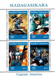 Madagascar 2019 Captain America Hollywood Movie Cinema 4v Mint Souvenir Sheet S/S.