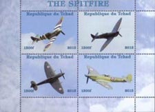 Chad 2015 The Spitfire Bi-planes, Aviation Aeroplane 4v Mint Souvenir Sheet S/S.