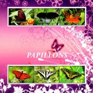 Central Africa 2015 Butterfly (pink) Flowers 6v Mint Souvenir Sheet S/S.