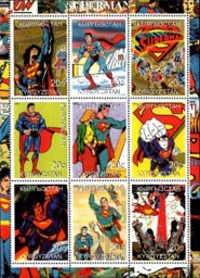 Kyrgyzstan 2000 Superman Comic Cartoon Characters 9v Mint Full Sheet.