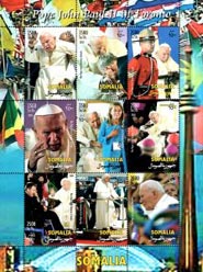 Somalia 2002 Pope John Paul II Famous People 9v Mint Full Sheet.