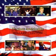 Central Africa 2015 US Election, Hillary Clinton Flag 6v Mint Souvenir Sheet S/S.