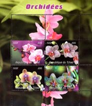Chad 2015 Orchid Flowers 4v Mint Souvenir Sheet S/S.
