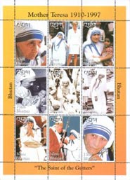 Bhutan 1998 Mother Teresa, Princess Diana, Pope John Paul II 9v Mint Full Sheet.