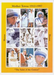 Bhutan IMPERF. 1998 Mother Teresa, Princess Diana, Pope John Paul II 9v Mint Full Sheet.