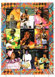 Niger 1998 African Musician Singers Costumes 9v Mint Full Sheet.