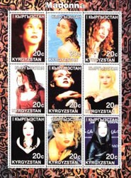 Kyrgyzstan 2000 Madonna Singer Actress Music 9v Mint Full Sheet.