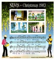 Nevis IMPERF. 1983 Christmas 4v Mint Souvenir Sheet S/S.
