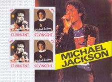 St. Vincent IMPERF. 1984 Michael Jackson 90c Music Pop Singer Dancer 4v Mint S/S.