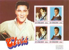St. Vincent IMPERF. 1985 Elvis Presley 30c Music Singer Actor 4v Mint S/S.