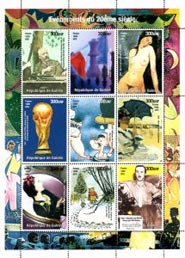 Guinea 1998 Chess Nude Painting Cartoons World Cup 9v Mint Full Sheet.