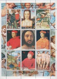 Guinea Rep. 1998 Raphael Paintings Arts Italia Nudes 9v Mint Full Sheet.