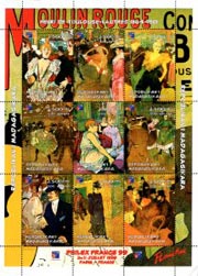 Madagascar 1999 Arts Paintings 'Philex' Moulin Rouge 9v Mint Full Sheet.