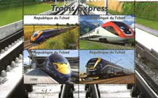 Chad 2015 High Speed Express Trains 4v Mint Souvenir Sheet S/S.