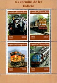 Madagascar 2019 Indian Trains Railways Railroads 4v Mint Souvenir Sheet S/S.
