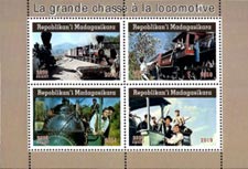 Madagascar 2019 Locomotive Steam Engine Trains Railways 4v Mint Souvenir Sheet S/S.