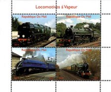 Mali 2014 Locomotive Trains Railways Transports 4v Mint Souvenir Sheet S/S.