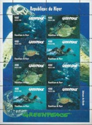 Niger 1998 Greenpeace Turtles Marine Life 8v Mint Full Sheet.