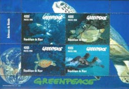Niger 1998 Greenpeace Turtles Marine Life 4v Mint Souvenir Sheet S/S.
