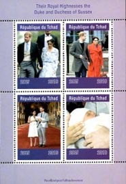 Chad 2019 Duke and Duchess Royal Family 4v Mint Souvenir Sheet S/S.