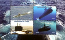 Congo 2015 Submarines Underwater Transports 4v Mint Souvenir Sheet S/S.