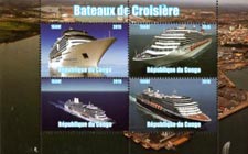 Congo 2015 Luxury Cruise ships 4v Mint Souvenir Sheet S/S.